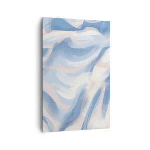 Cuadro sobre lienzo - Impresión de Imagen - Pinceladas abstractas en tonos azules y beige - 80x120cm - Ondas azules - Decoración de pared moderna para salón y dormitorio ARTTOR