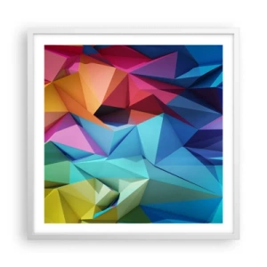 Póster en marco blanco - Origami arco iris - 60x60 cm