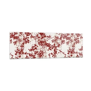Cuadro sobre vidrio - Impresiones sobre Vidrio - Flores rojas sobre un fondo blanco en un estilo artístico. - 160x50cm - Como un viejo percal - Decoración de pared moderna para salón y dormitorio ARTTOR