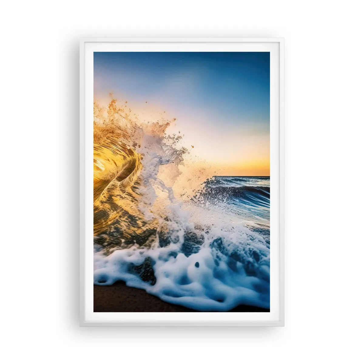 Póster en marco blanco - Jugando en la arena - 70x100 cm