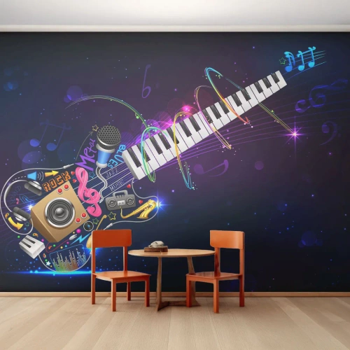 Fotomural Standard Eco - El poder del ritmo - Abstracción, Un instrumento musical, Música - 400x280 cm