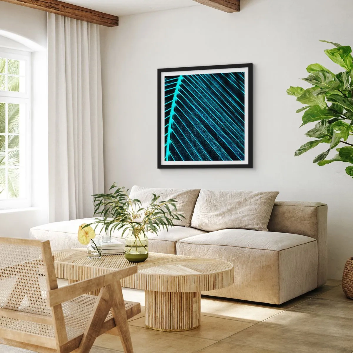 Póster en marco negro - La textura del verde - 30x30 cm