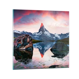 Cuadro sobre vidrio - Impresiones sobre Vidrio - El corazón de las montañas arde - 40x40 cm