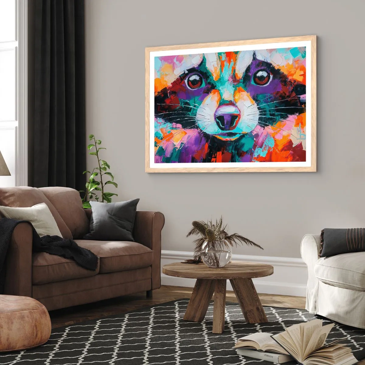 Póster en marco roble claro - Solo buenas emociones - 70x50 cm