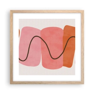 Póster en marco roble claro - Suave movimiento de formas - 40x40 cm