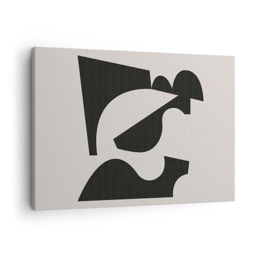 Cuadro sobre lienzo - Impresión de Imagen - Composición geométrica abstracta en blanco y negro - 70x50cm - Para automontaje - Decoración de pared moderna para salón y dormitorio ARTTOR