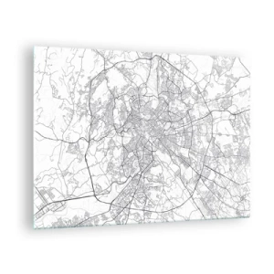 Cuadro sobre vidrio - Impresiones sobre Vidrio - Mapa de Roma con un claro trazado circular de carreteras - 70x50cm - El círculo romano - Decoración de pared moderna para salón y dormitorio ARTTOR