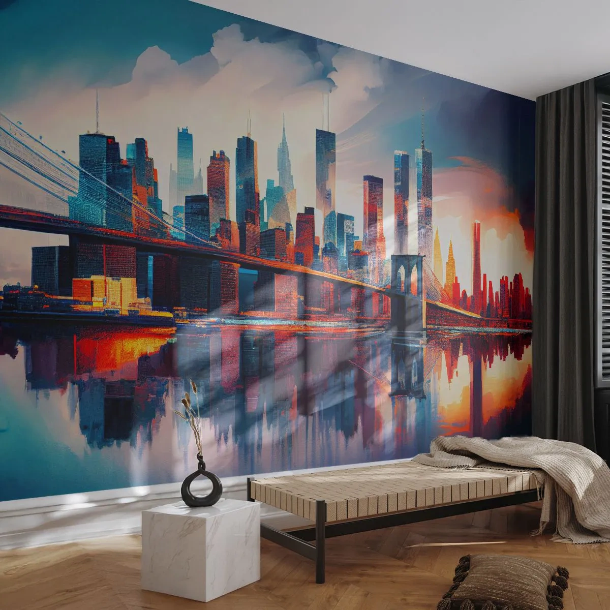 Fotomural Standard Eco - Nueva York siempre luce - Ciudad, Puente, Arquitectura - 400x280 cm