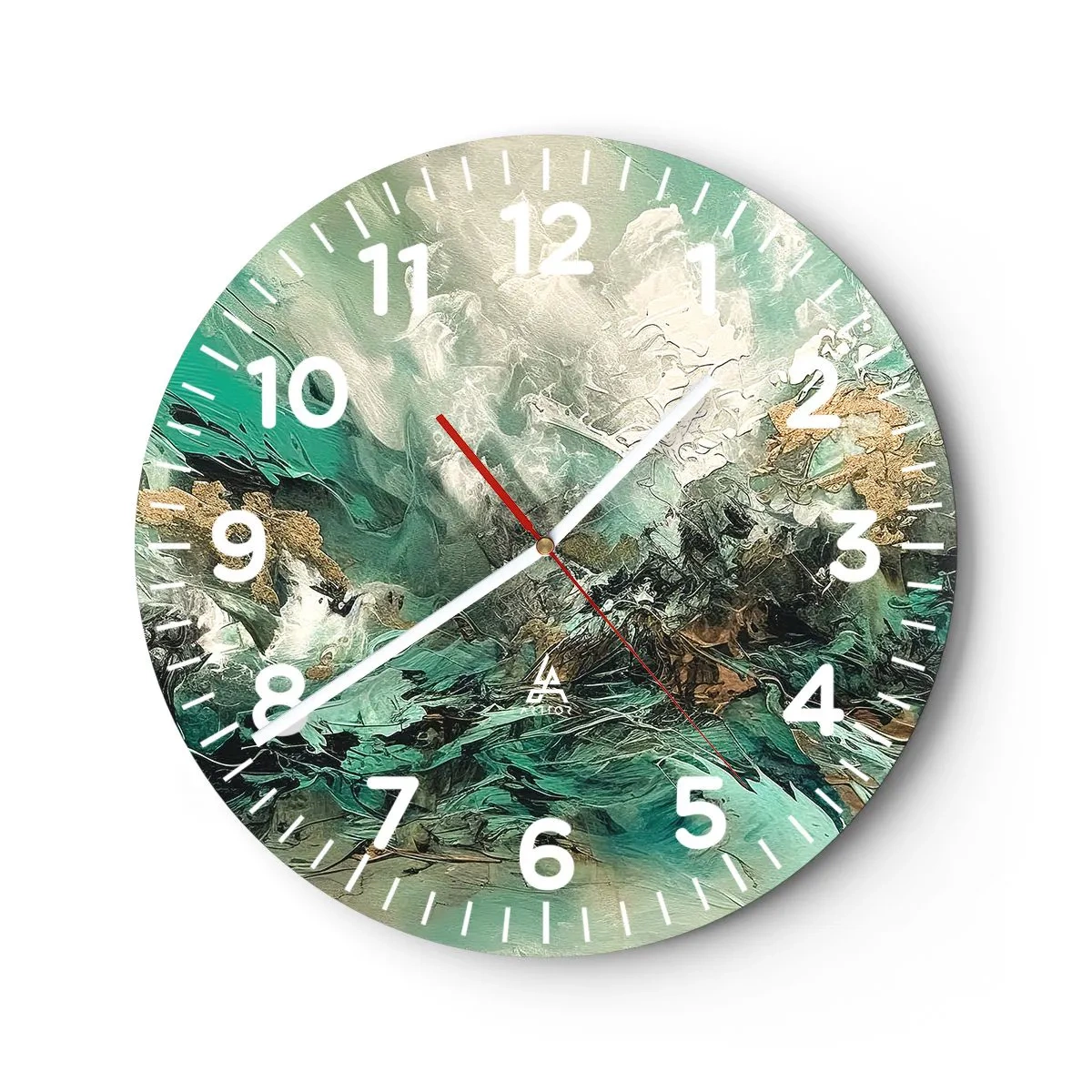 Reloj de pared - Reloj de vidrio - Hervor negro esmeralda - 40x40 cm