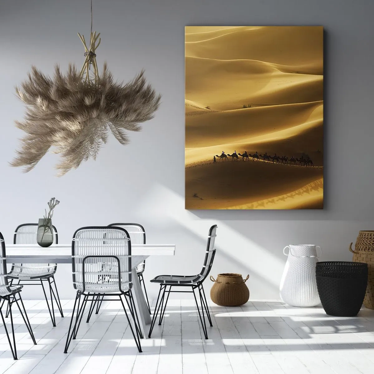 Cuadro sobre lienzo - Impresión de Imagen - Caravana sobre las olas del desierto - 55x100 cm