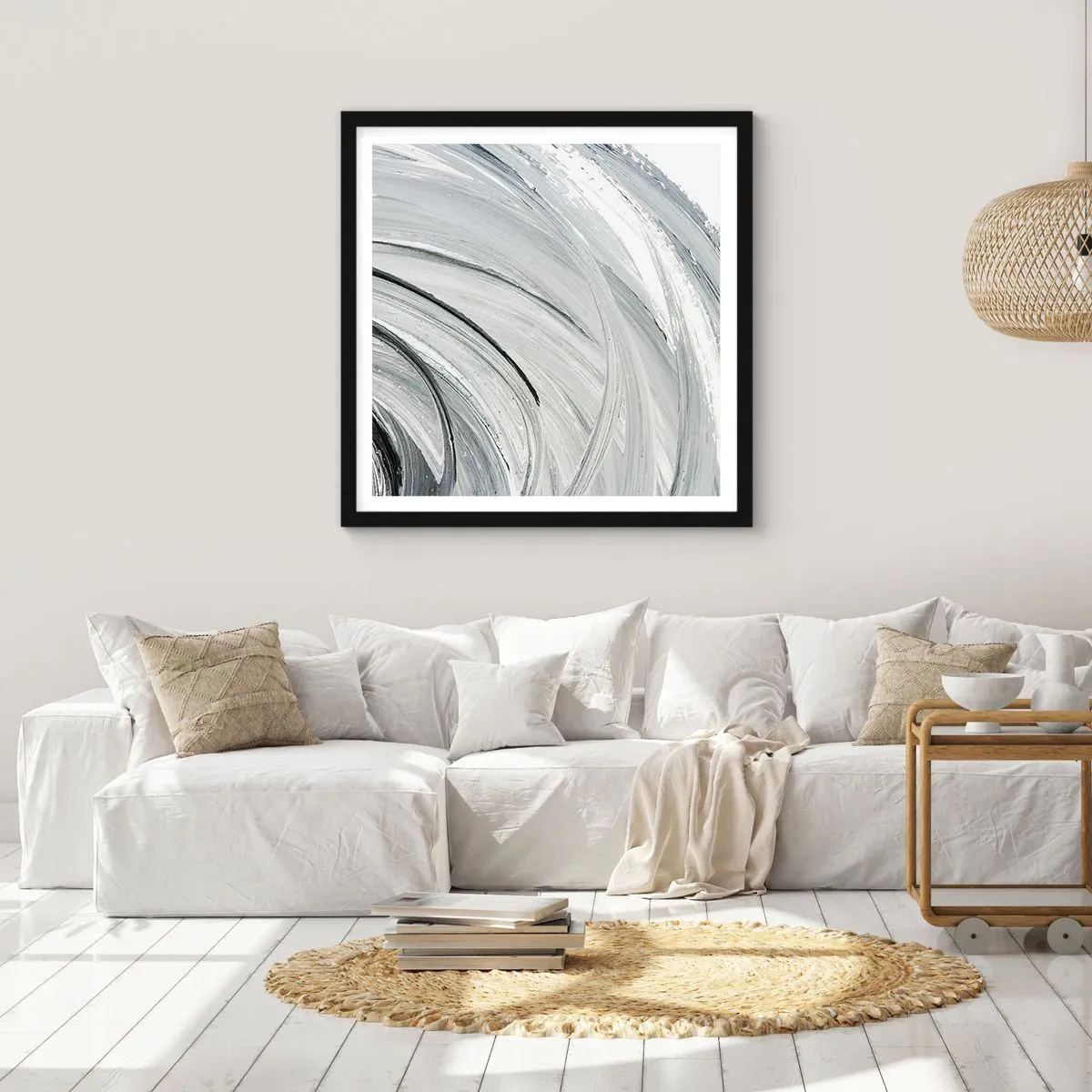 Póster en marco negro - Composición orbital - 60x60 cm