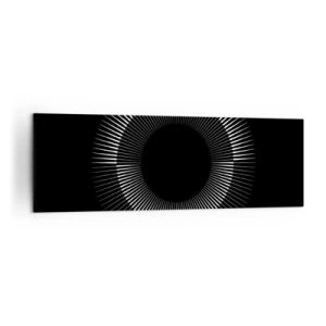 Cuadro sobre lienzo - Impresión de Imagen - Círculo gráfico con rayos en blanco y negro - 160x50cm - Sol negro - Decoración de pared moderna para salón y dormitorio ARTTOR