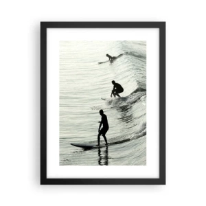 Póster en marco negro - Al encuentro de la ola - 30x40 cm