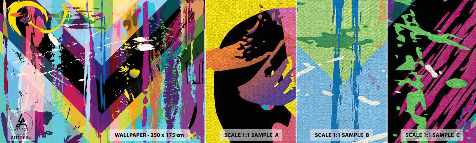 Muestra de fotomural Premium Canvas - De arriba a abajo - Abstracción, Pedazo, Gráficos - 100x30 cm