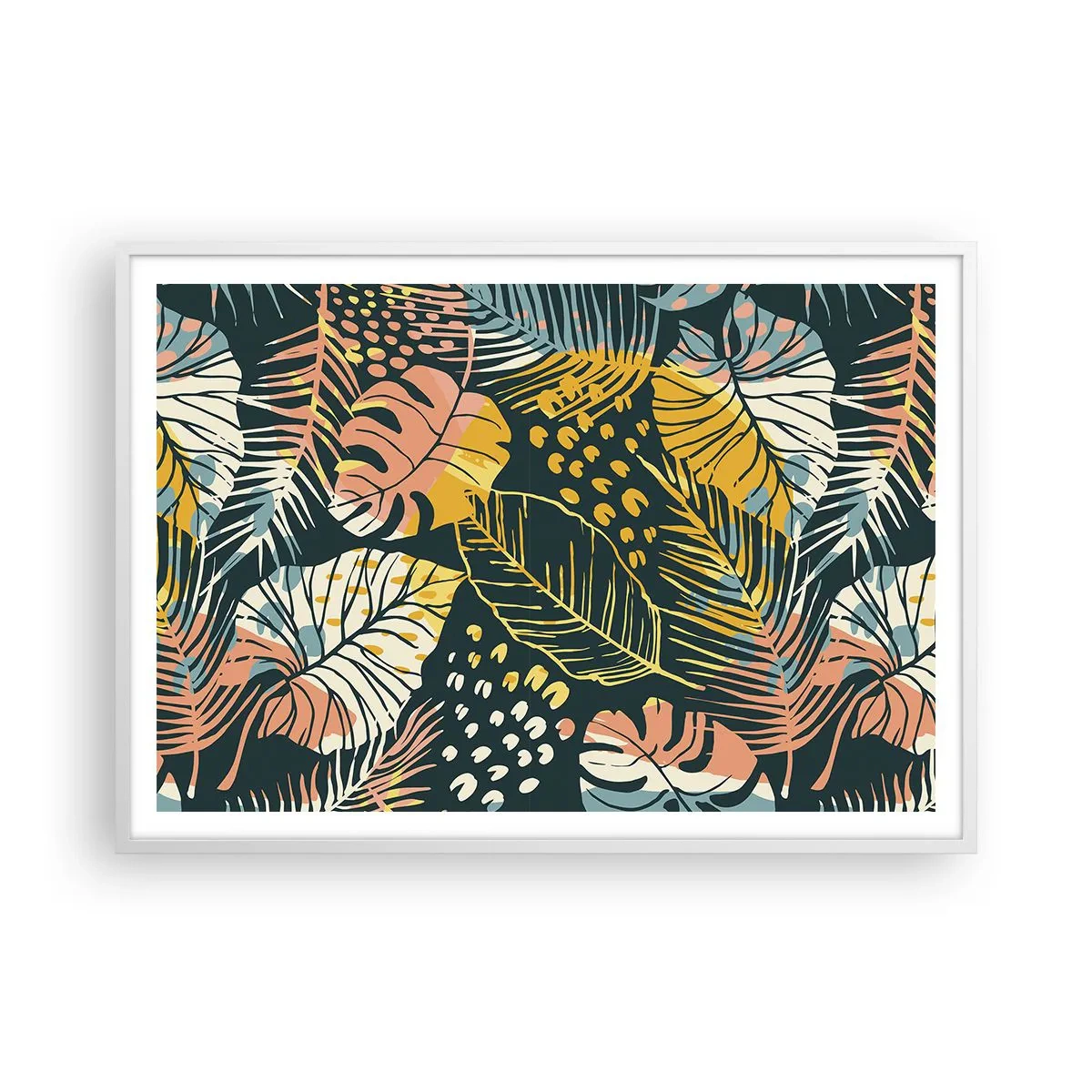 Póster en marco blanco - Una frondosa fantasía - 100x70 cm