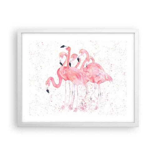 Póster en marco blanco - Asamblea rosa - 50x40 cm