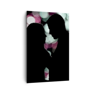 Cuadro sobre lienzo - Impresión de Imagen - Siluetas de una pareja sobre un fondo de luces bokeh de colores - 80x120cm - ¡Sí! - Decoración de pared moderna para salón y dormitorio ARTTOR