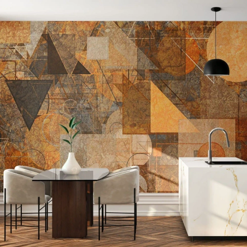 Fotomural Autadhesivo Deluxe Sticker - Estudio cubista en bronce - Abstracción, Pedazo, Arte Moderno - 450x315 cm