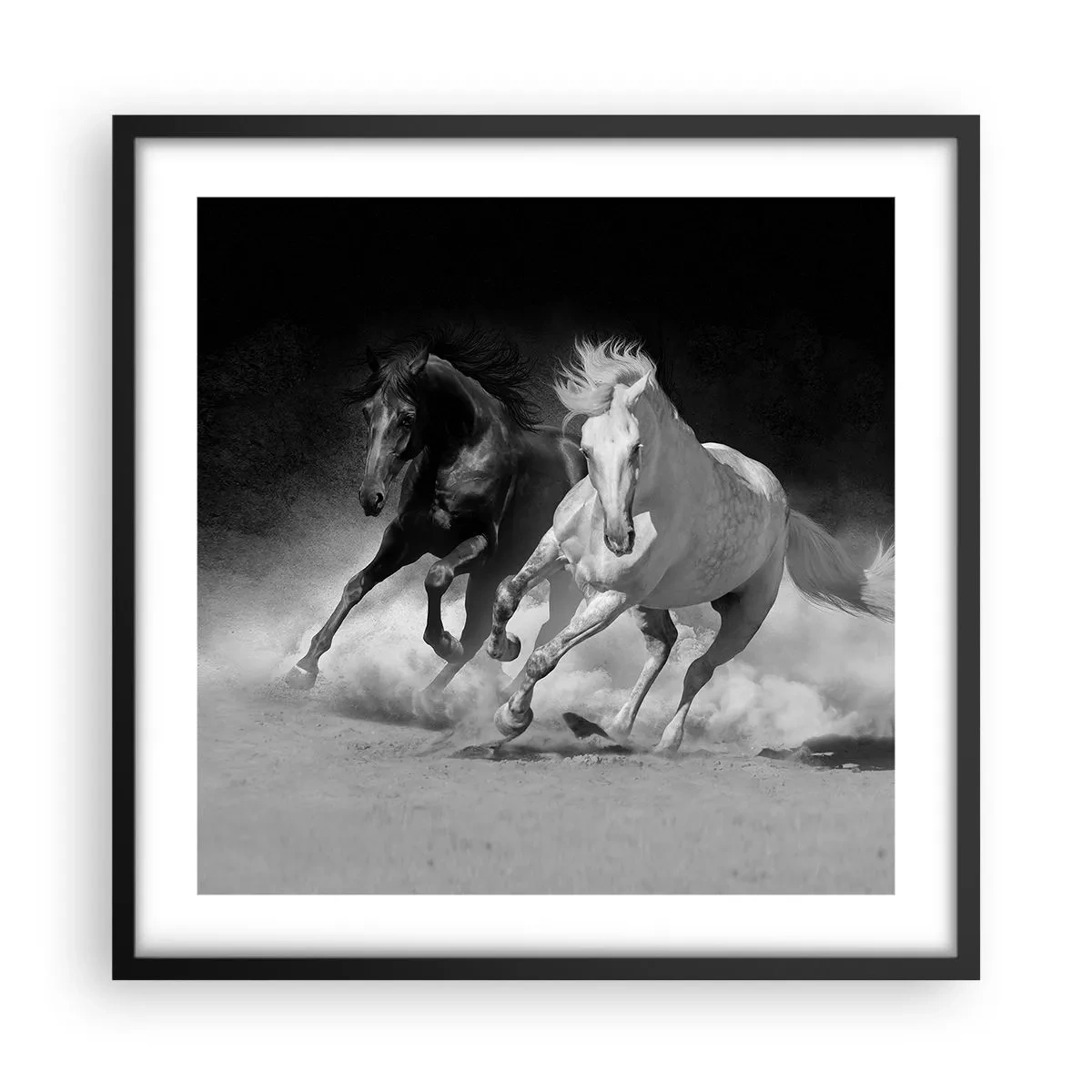 Póster en marco negro - El galope de la libertad - 50x50 cm