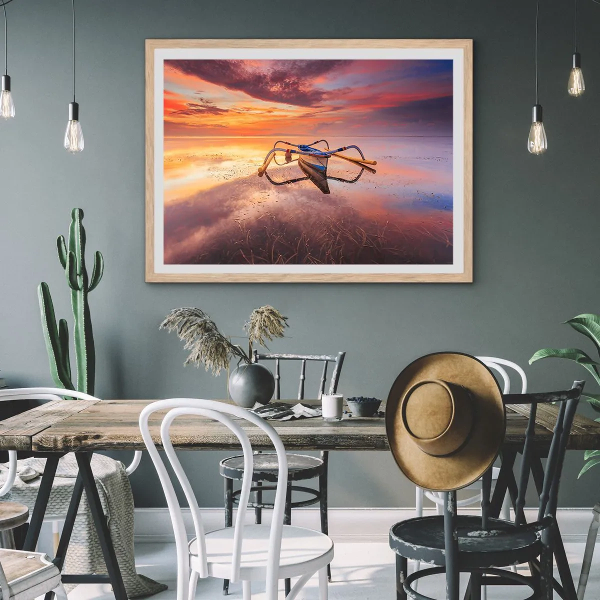 Póster en marco roble claro - Calma de una tarde tropical - 70x50 cm