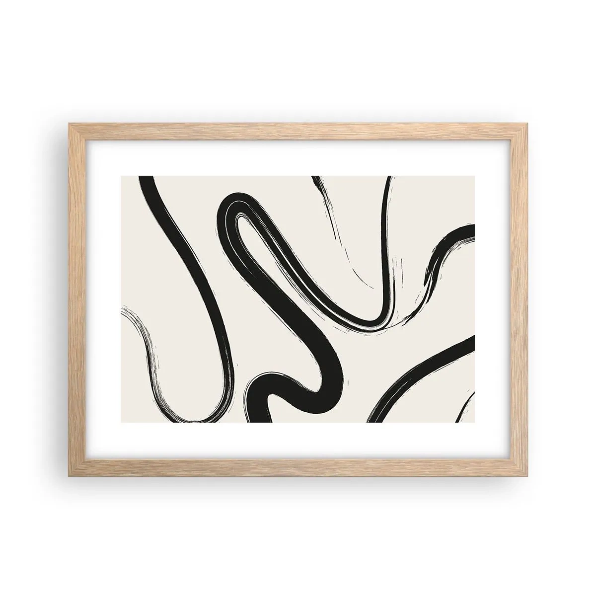 Póster en marco roble claro - Fantasía en blanco y negro - 40x30 cm