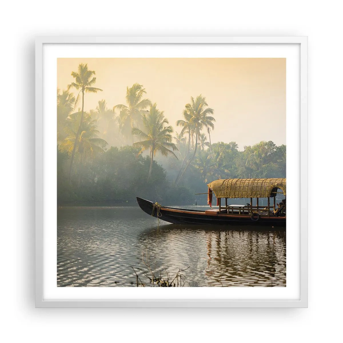 Póster en marco blanco - Casa en el río - 60x60 cm