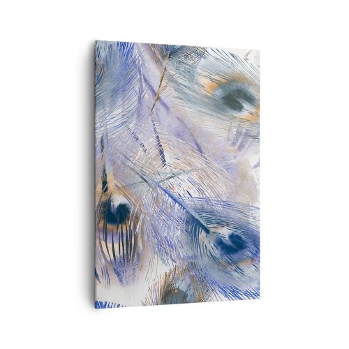 Cuadro sobre lienzo - Impresión de Imagen - Un patrón con plumas de pavo real en tonos azules y dorados. - 70x100cm - Composición - Decoración de pared moderna para salón y dormitorio ARTTOR