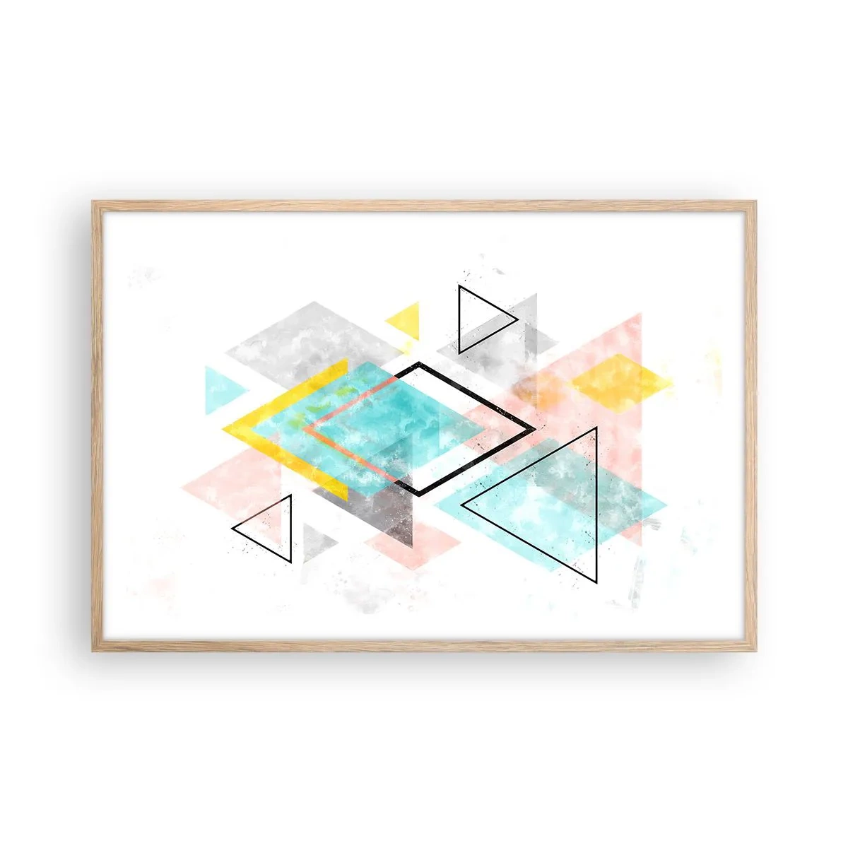 Póster en marco roble claro - Un juego geométrico - 91x61 cm