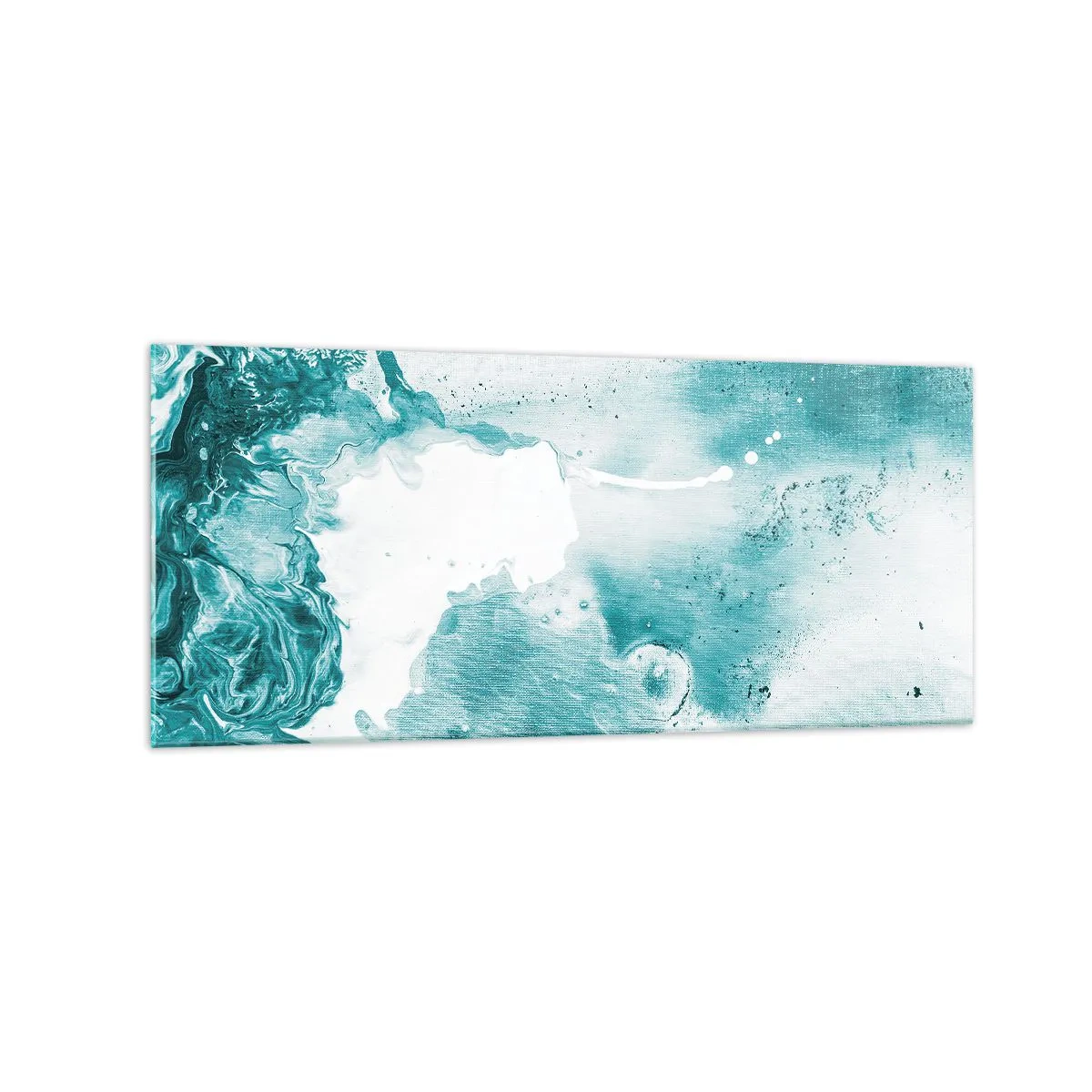 Cuadro sobre vidrio - Impresiones sobre Vidrio - Abstracción en tonos azules con delicados acentos de blanco. - 120x50cm - Remansos de azul - Decoración de pared moderna para salón y dormitorio ARTTOR