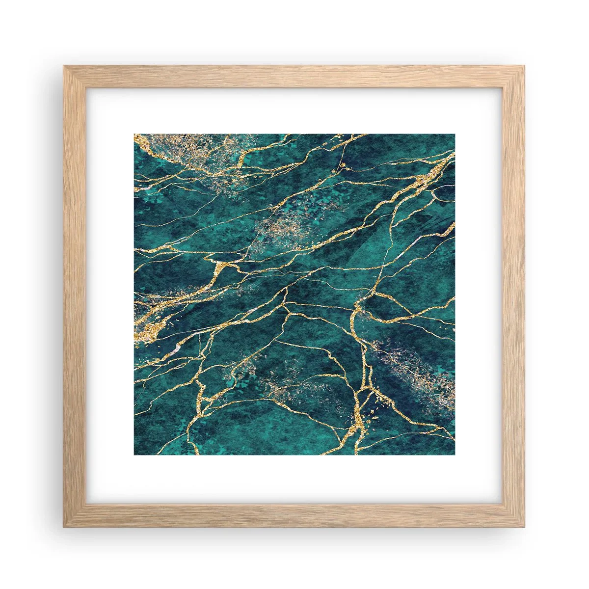 Póster en marco roble claro - Riachuelos de oro - 30x30 cm