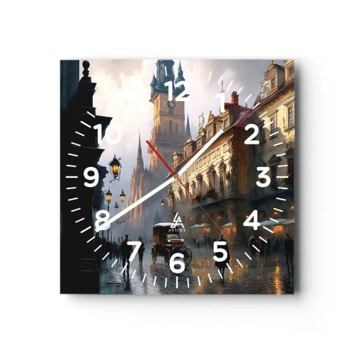 Reloj de pared - Reloj de vidrio - La magia de una noche de Praga - 30x30 cm