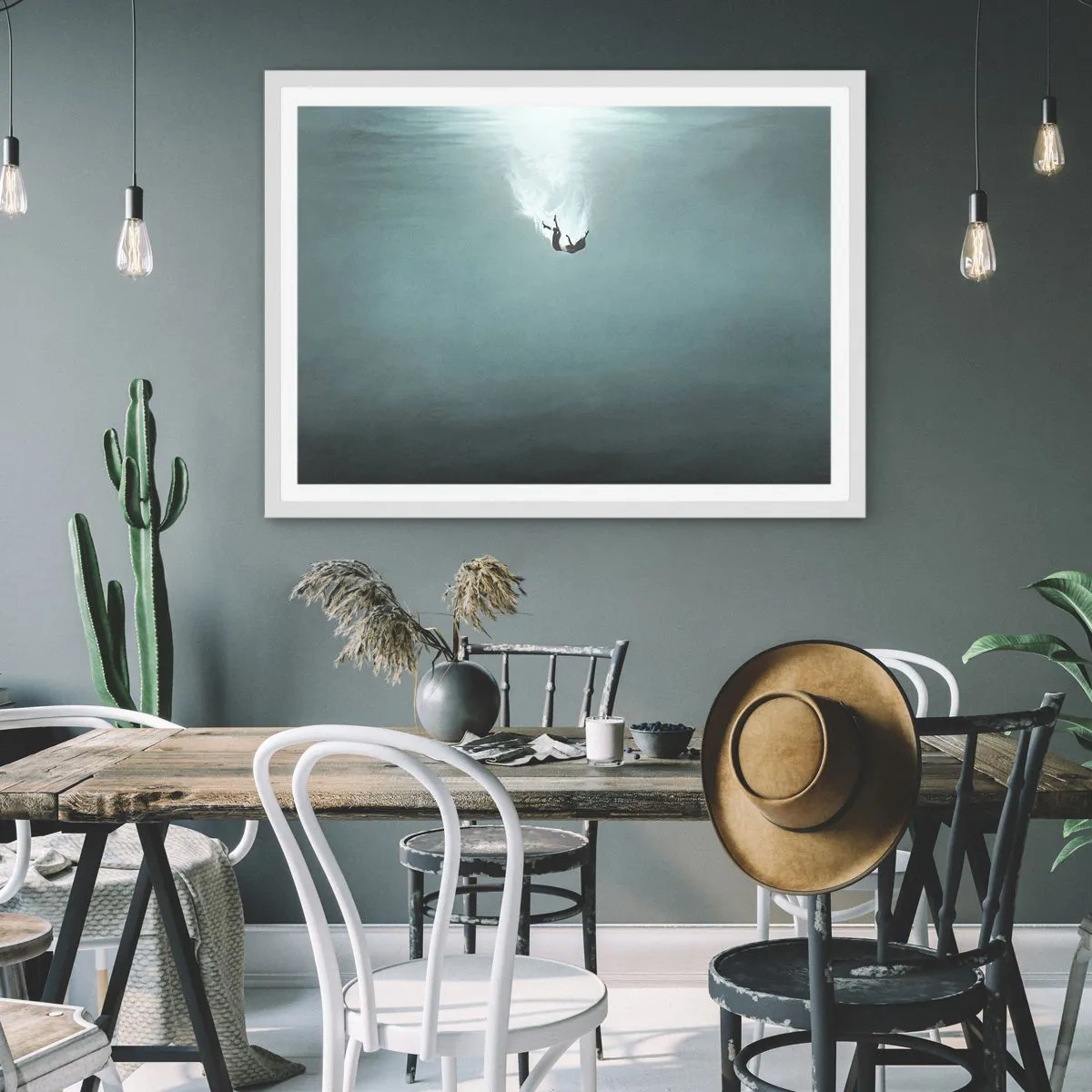 Póster en marco blanco - En el abrazo del océano - 91x61 cm