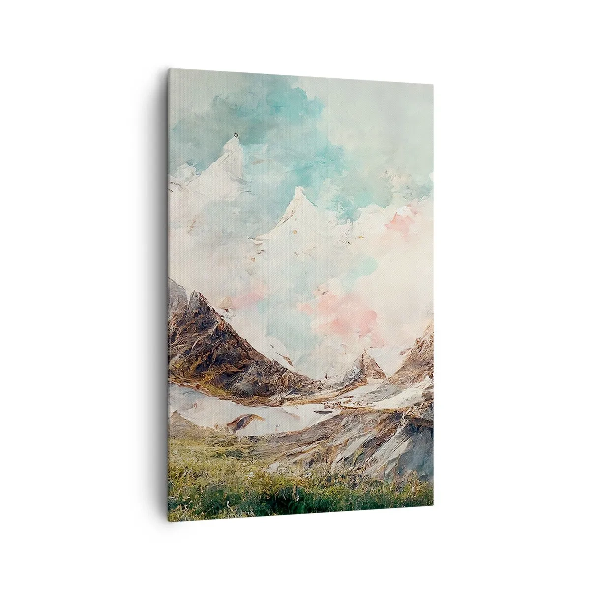 Cuadro sobre lienzo - Impresión de Imagen - Montañas pintorescas con cielos pastel - 80x120cm - Filos rocosos - Decoración de pared moderna para salón y dormitorio ARTTOR