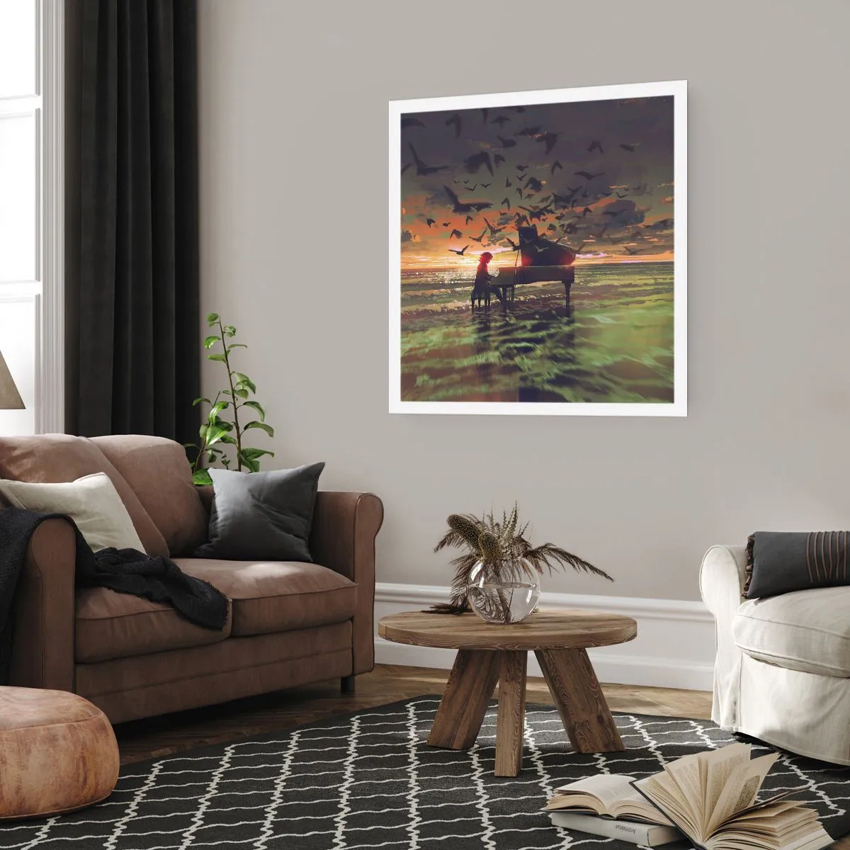 Póster - Concierto de piano y olas - 40x40 cm