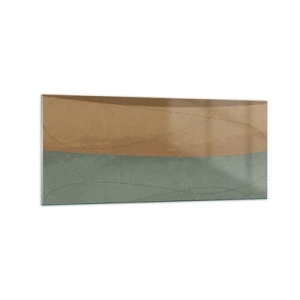 Cuadro sobre vidrio - Impresiones sobre Vidrio - Composición abstracta en tonos tierra naturales. - 120x50cm - Composición horizontal - Decoración de pared moderna para salón y dormitorio ARTTOR