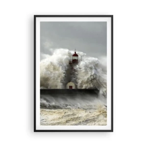 Póster en marco negro - La furia del océano - 61x91 cm
