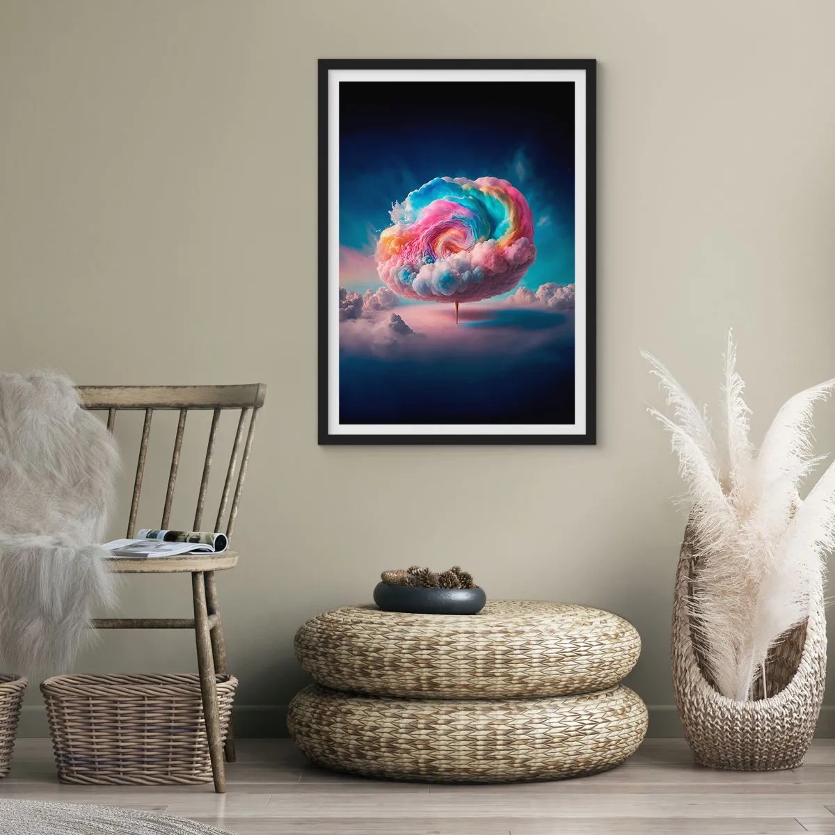 Póster en marco negro - El sueño de un parque de atracciones - 70x100 cm