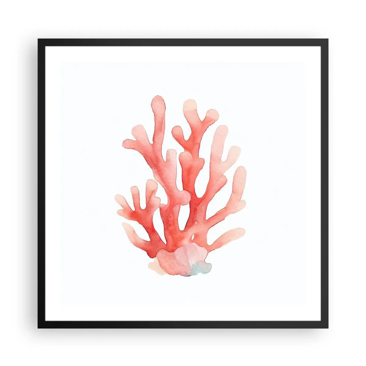 Póster en marco negro - La hermosura del color coral - 60x60 cm