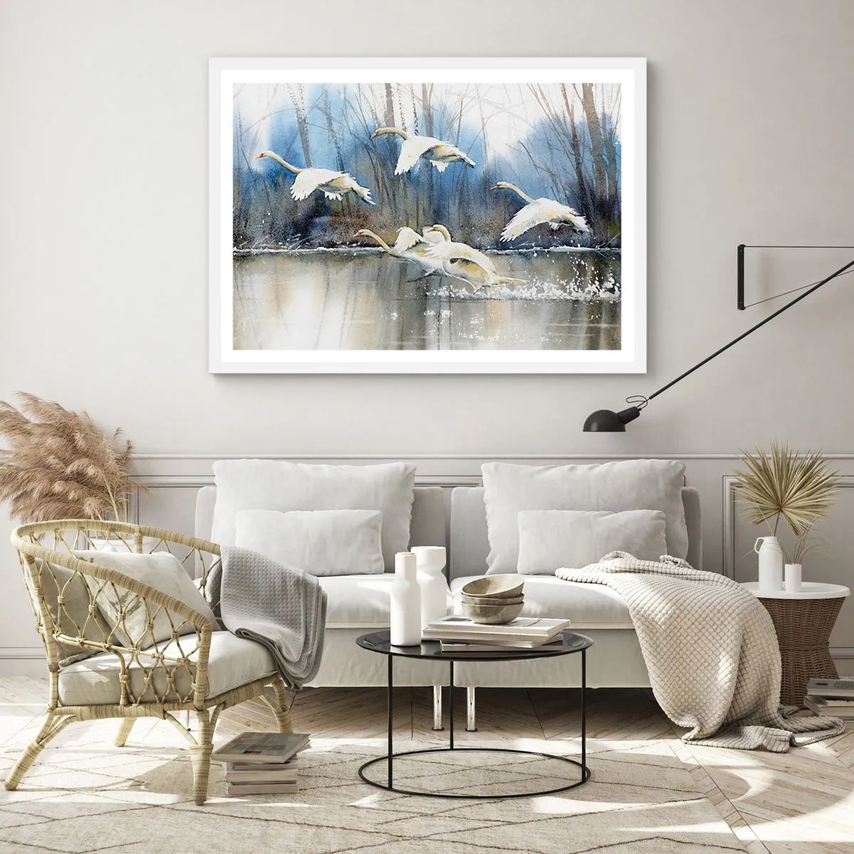 Póster en marco blanco - Como en un cuento de cisnes salvajes - 50x40 cm