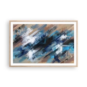 Póster en marco roble claro - En una inclinación azul - 91x61 cm