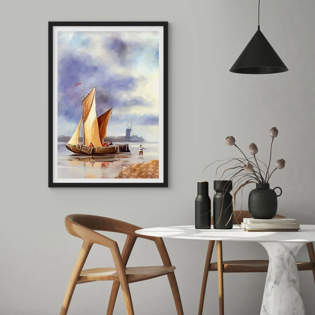 Póster en marco negro - El regreso de los marineros - 61x91 cm