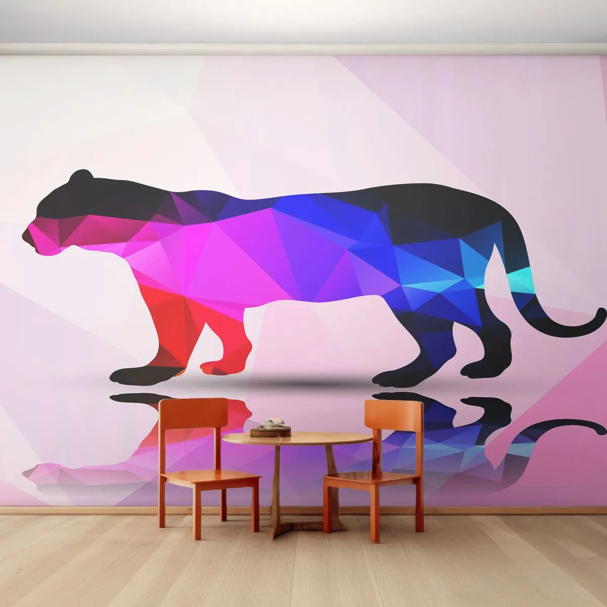 Fotomural Standard Eco - Pantera de diamante - animales, Pantera, Figura Geométrica - 200x140 cm