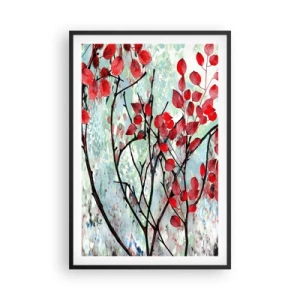 Póster en marco negro - Un árbol en escarlata - 61x91 cm