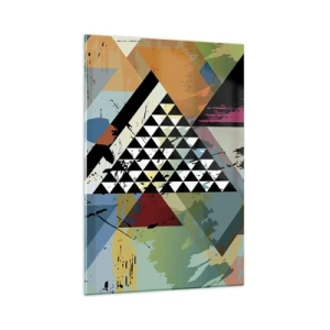 Cuadro sobre vidrio - Impresiones sobre Vidrio - Una composición abstracta de formas geométricas y colores. - 80x120cm - Qué sencillo es - Decoración de pared moderna para salón y dormitorio ARTTOR