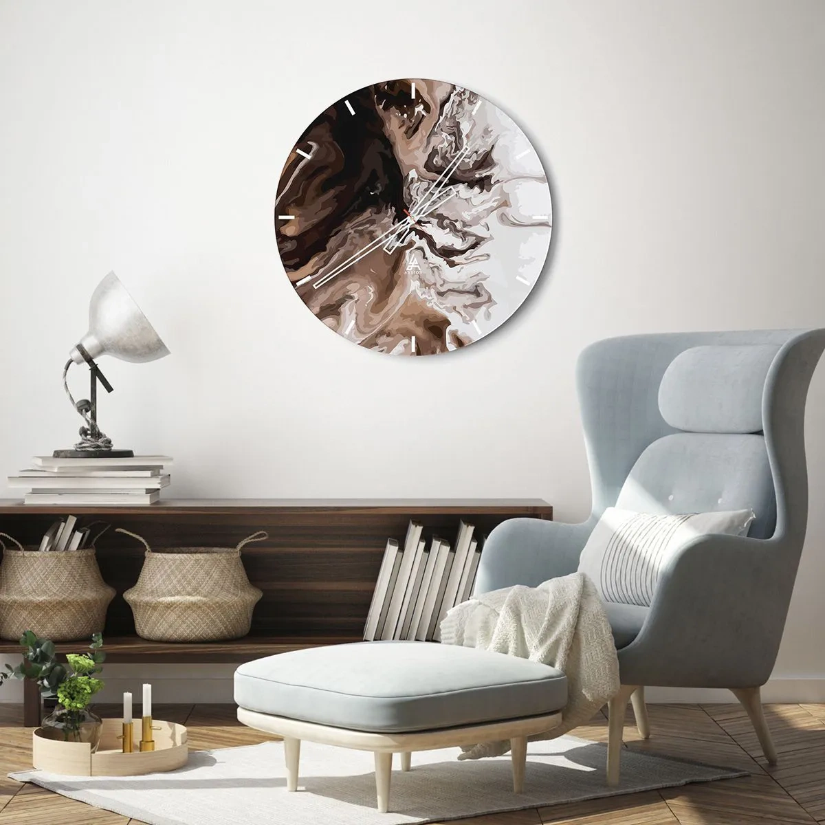 Reloj de pared - Reloj de vidrio - Contenencia del color - 30x30 cm