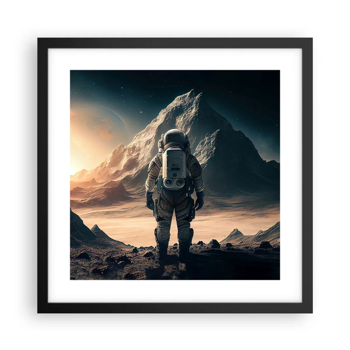 Póster en marco negro - Un nuevo reto - 40x40 cm