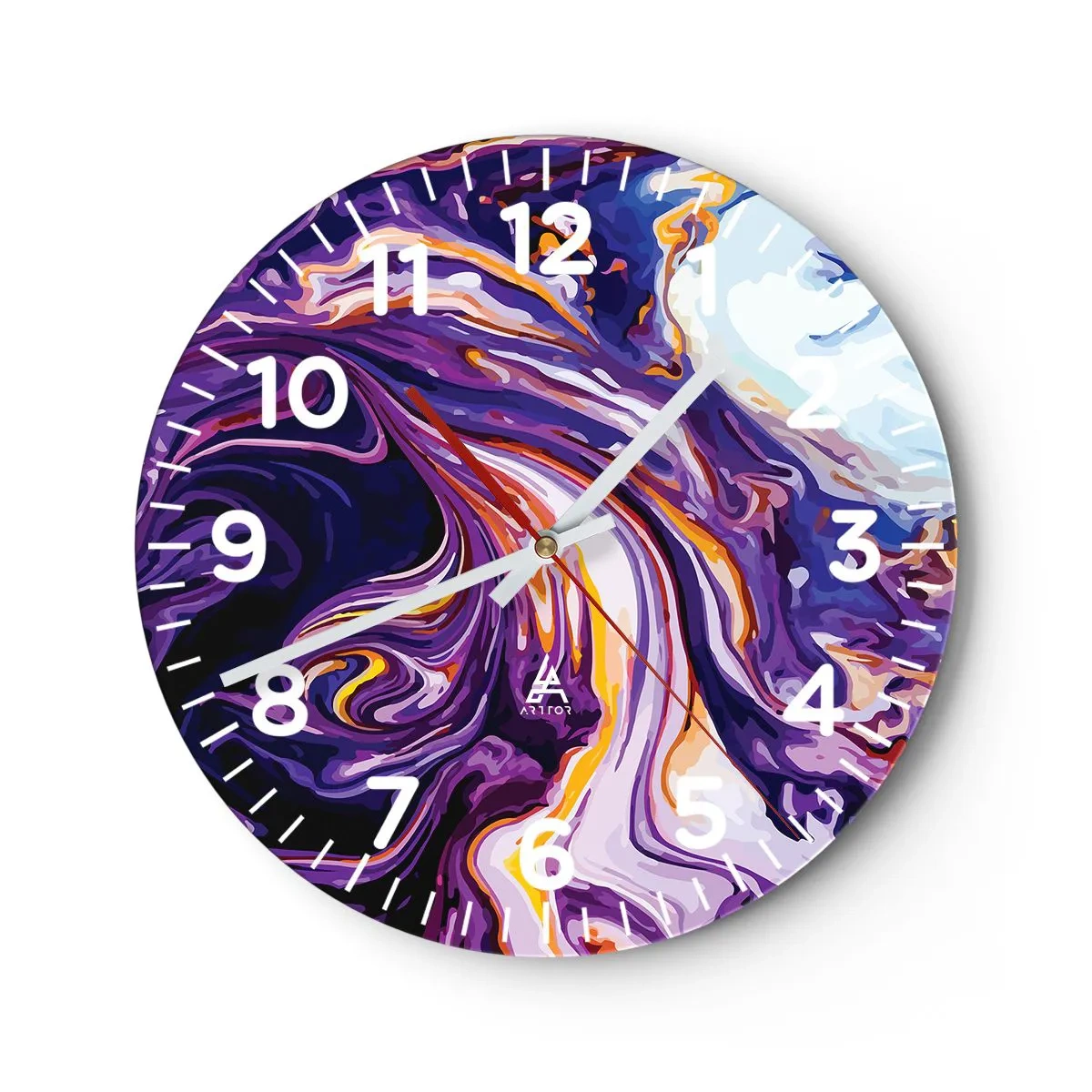 Reloj de pared - Reloj de vidrio - Una curva en el violeta - 30x30 cm