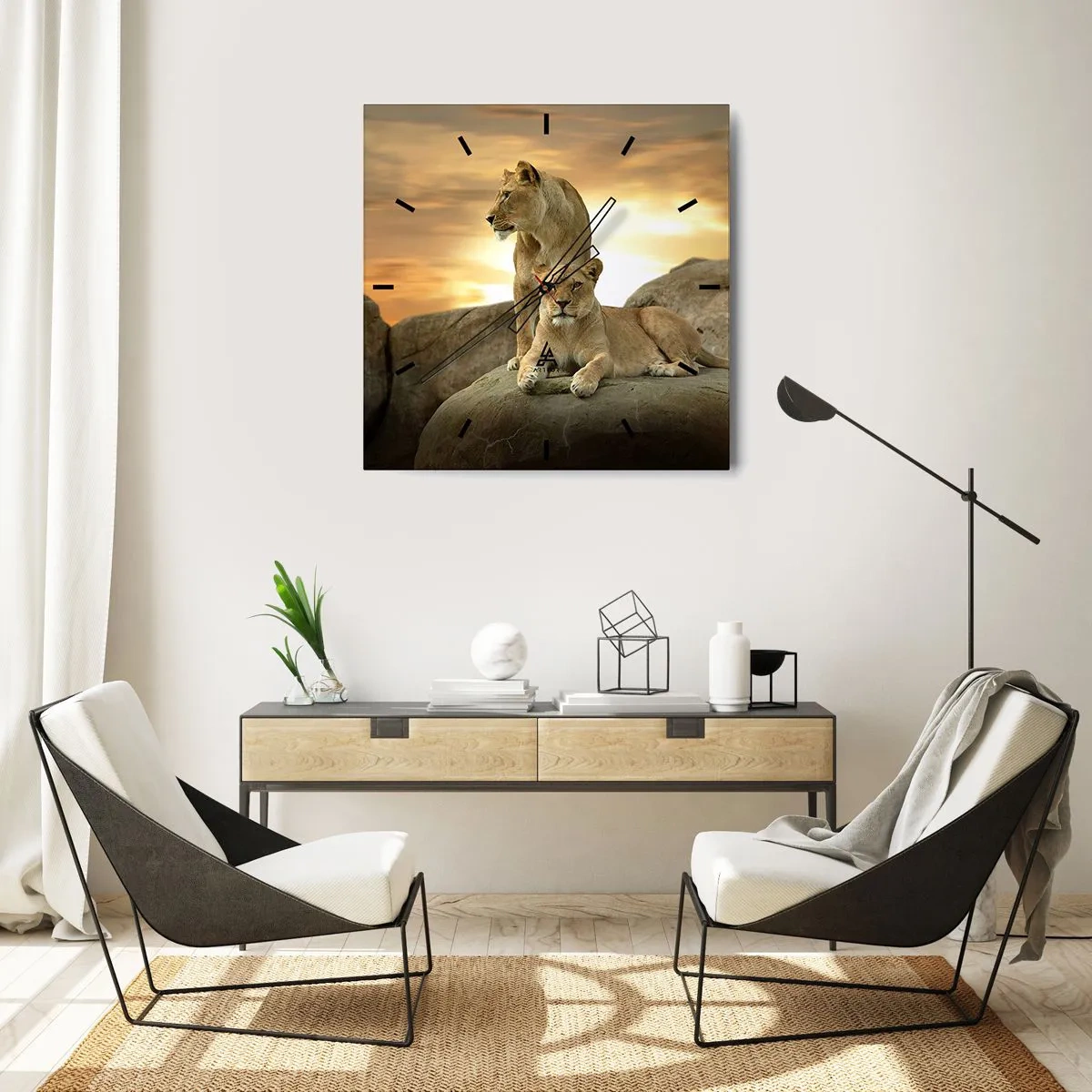 Reloj de pared - Reloj de vidrio - Majestuosidad real - 30x30 cm