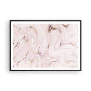 Póster en marco negro - Elegante abstracción en tonos rosa y dorado. - 100x70cm - En rosa - Decoración de pared moderna para salón y dormitorio ARTTOR