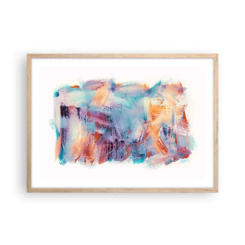 Póster en marco roble claro - Colorido desorden - 70x50 cm